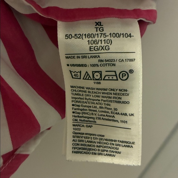 GAP Size XL 100% Organic Cotton Big Shirt - Pink & White - Picture 4 of 5